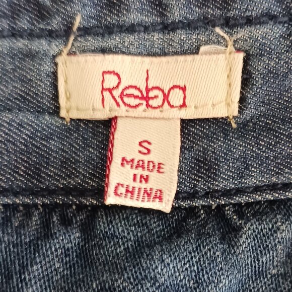 Reba Light Weight 3/4 Sleeve Embellished Denim Jacket Size Small Country Western - Picture 2 of 16